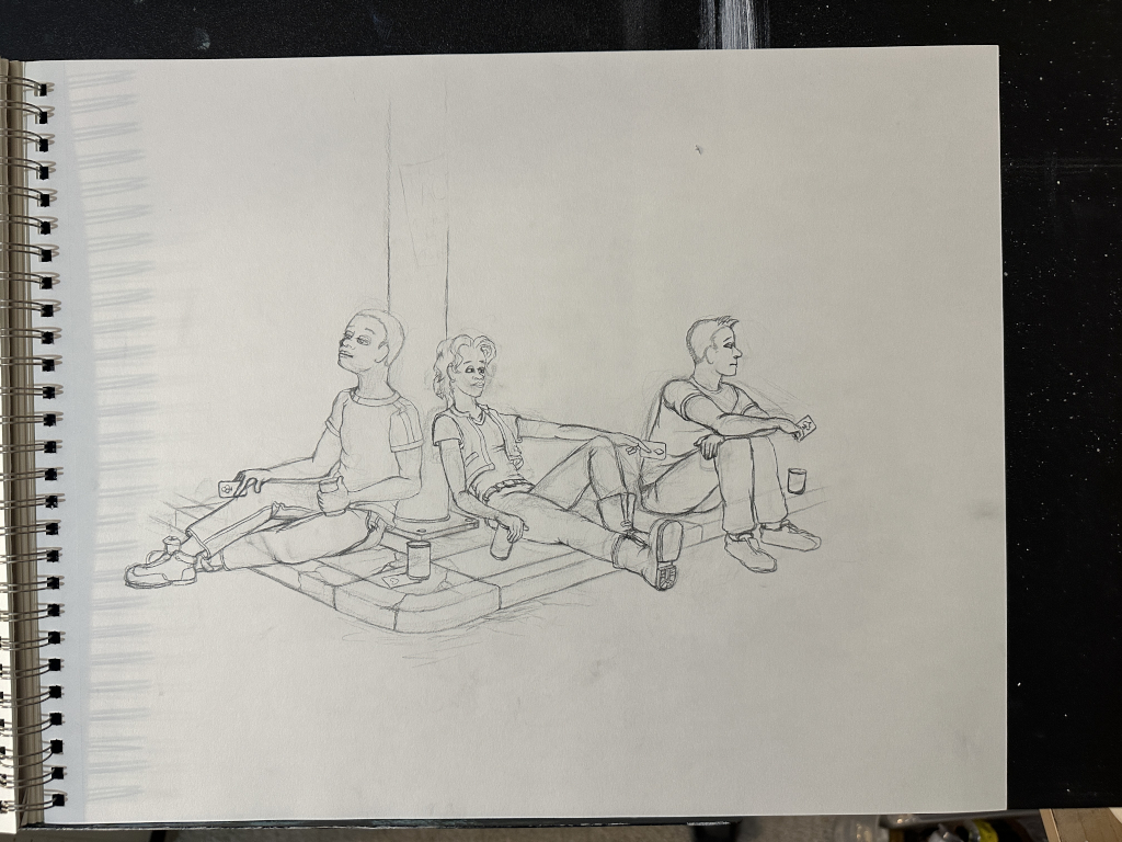 Original pencil sketch that was the basis for the painting (sketch by Josh West as well)