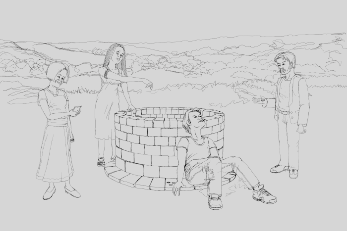 Digital sketch of the full painting concept (by Josh West as well)