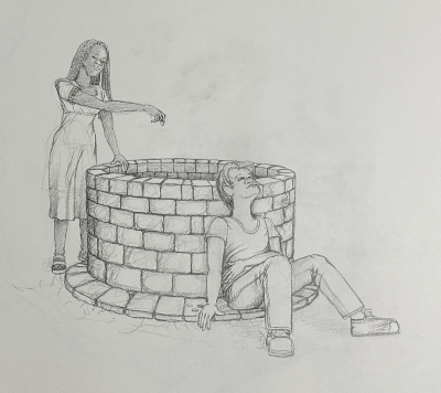 Pencil sketch that was the basis for the painting (sketch by Josh West as well)